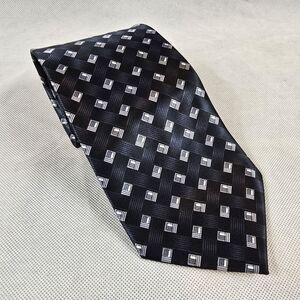 Vintage Jatala Dragon Mens Necktie Navy Blue & Gray Geometric 100% Polyester